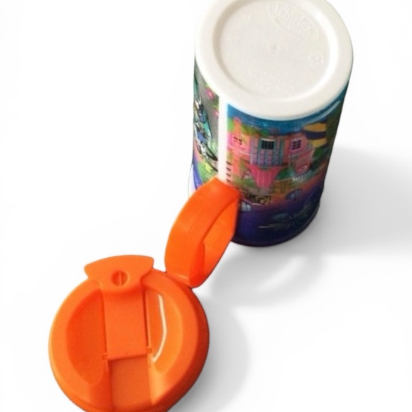 Disney Parks 16 oz Refillable Resort Mug Orange Lid with Full Wrap Characters - Picture 6 of 8